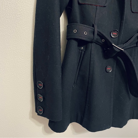 Miss Sixty M60 Wool Blend Coat Women’s Size Small Red Lining Black Belated - Picture 3 of 13